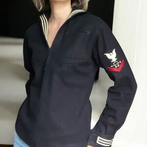 Vintage U.S. Navy Sailor Jumper – WWII Era Military Style USS Requin Men’s 36R